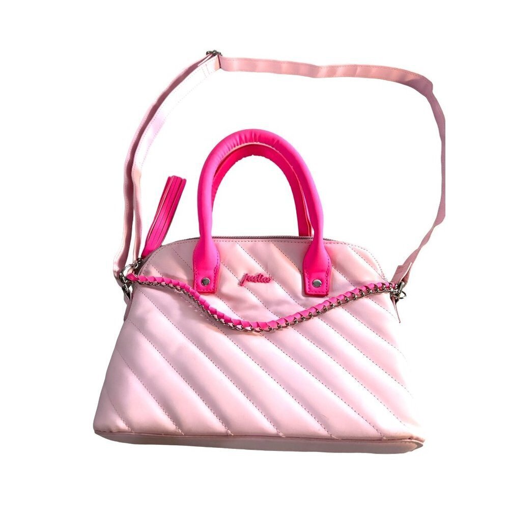 Justice Girls Purse/Bag Pink Zip Handles & Adjustable Shoulder Strap Pink Med